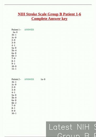 Latest NIH Stroke Scale Group B Patient 16 Complete Answer key video