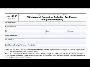 IRS Form 12256 walkthrough (Withdrawal of Request for Collection Due Process or Equivalent Hearing)