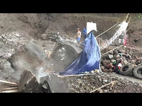 Hut Destroyed by Large Rock Falling From Cliff