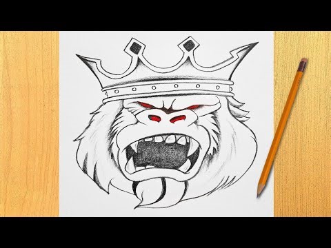 How to Draw Gorilla King || Easy-Flash Art
