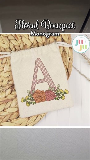Floral Bouquet Monogram and Number Set #FloralEmbroidery #Monogram #NumberSet