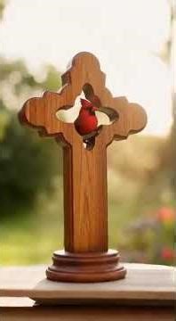 ❤️Handcrafted Cardinal Cross Ornament✝️