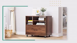 YITAHOME Large Lateral File Cabinet, 1 Drawer File Cabinet for A4, Letter & Legal Size Files, Printer Stand with Open Storage Shelves for Home Office, Walnut