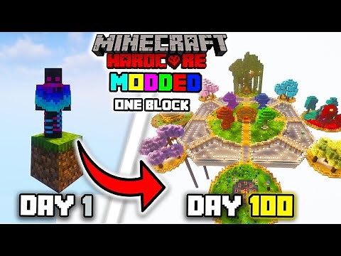 I Survived 100 Days in MODDED One Block SkyBlock in Minecraft Hardcore!!