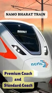 Differences between the Premium Coach and the Standard Coach of Namo Bharat Train: Follow @namobharatlife 🚇 The ticket for the Premium Coach is 1.5 times more expensive than that of the Standard Coach. 🚇 The Standard Coach has 72 seats, while the Premium Coach has 62 seats. 🚇 The Premium Coach offers a lounge facility for passengers, whereas the Standard Coach does not. 🚇 In the Standard Coach, an attendant arrives in case of an emergency, but in the Premium Coach, an attendant is present at