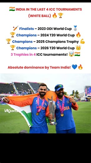 3 Trophies in 4 ICC tournaments! 🤯🇮🇳Absolute dominance by Team India! 💙🔥