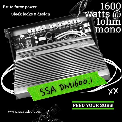 Bring some serious intensity to your bass with the SSA DM 1600.1 On sale: https://store.soundsolutionsaudio.com/ssa-dm1600-1-1600w-mono-block-amplifier/ | Sound Solutions Audio