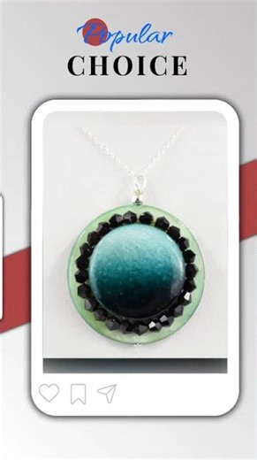 Stunning Sterling Green Mother of Pearl & Jet Beads Pendant with 18" Chain