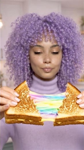 rainbow grilled cheese pull 🌈 #asmr #mukbang
