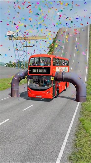 Crazy Bus Crash vs Low Pipes Challenge | BeamNG.Drive Destruction #shorts #trending short