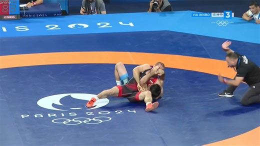 Магомед Рамазанов (86 кг) се класира на полуфинал в Париж след две блестящи победи над Канада и Узбекистан! Кадри - БНТ 3 | Bulgarian Wrestling Federation