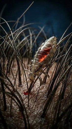 Head Lice Feeding on Blood #shorts