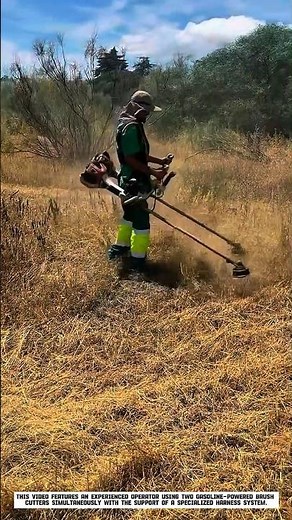 Operating Two Brush Cutters at Once | A Fast Grass Clearing Technique