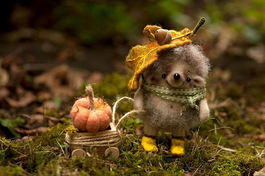 Needle Felted Hedgehog With Pumpkin Cart ~ Handmade Wool Autumn Hedgehog Sculpture ~ Animal Lover Gift - Etsy Australia