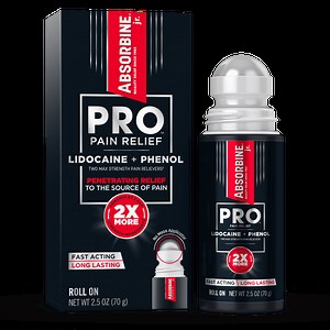 Absorbine Jr. PRO Max Strength Lidocaine Pain Relief Roll-On, Fast Acting, 2.5 oz