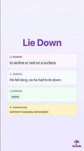 LIE DOWN - Phrasal Verb Explained | Meaning, Examples & Synonyms | Wordrella