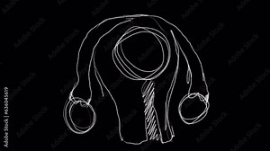 Doodle sketch animation of a rotating Uterus of a woman on a black screen. A simple concept of human reproductive organs. Cartoon animation of women's health in 4K with alpha channel.