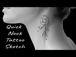 Easy Neck Tattoo Design Drawing For Beginners | How To Draw Floral Tattoos Step By Step