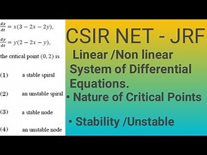 Stability Analysis linear/Non linear system of Differential Equations| Stability of ODE|CSIR NET JRF