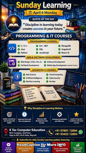 Sunday Learning April 6 | Discipline in Learning | Programming & IT Career Guidance