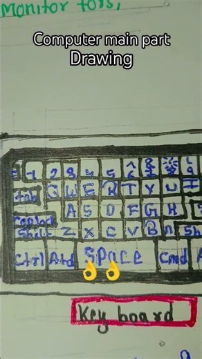 computer ke Main parts drawing #school #project 👌 👌😄#artand drawing 🎨 #short video #viral short
