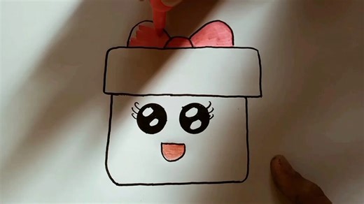 Drawing for children / drawing a cute gift / drawing an easy gift box / drawing a gift box for child