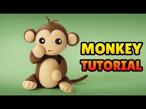 🔴DIY how to make a MONKEY - Easy Polymer Clay, Fondant Cake Topper Tutorial