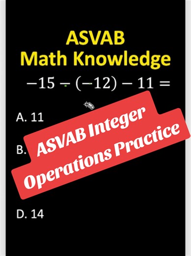 Strengthen your ASVAB Math Knowledge skills with this practice question focused on integers and order of operations, helping you improve accuracy, speed, and confidence on the ASVAB exam. #ASVAB #ASVABMath #MathKnowledge #MilitaryTestPrep #ASVABPrep