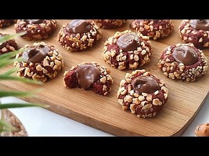 RED VELVET NUTELLA NUT BALL | NUTELLA BUTTON COOKIES | Resepi Mudah dan sedap