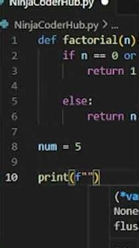 FACTORIAL using python #python #coding #viralshorts #shorts #ninjacoderhub