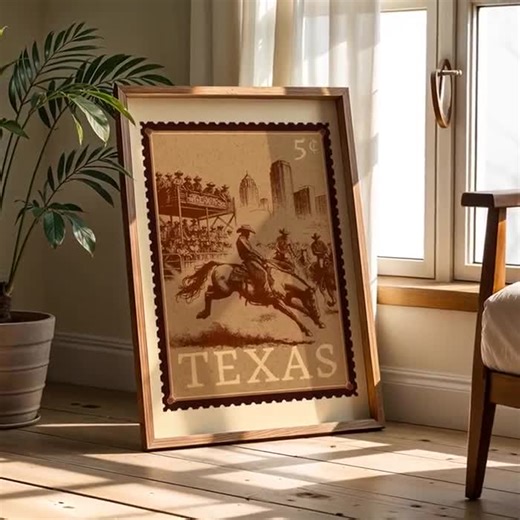 Texas Western Wall Decor: Vintage Rodeo Stamp Print (digital Download) - Etsy