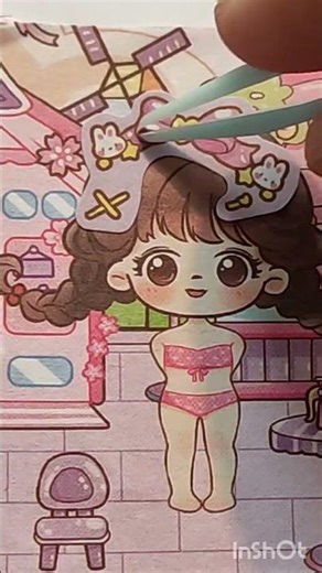 Magic Dress Sticker Makeover for Little Girl 👗✨ So Cute! #sticker #artprocess #stickermakeover