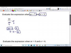 Evaluating an Algebraic Expression Whole Numbers With Two Operations