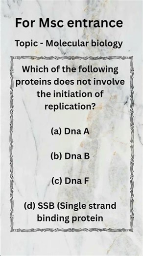 MSc Entrance MCQ | Molecular Biology | DNA Replication Initiation Proteins !! #shorts #ytshorts