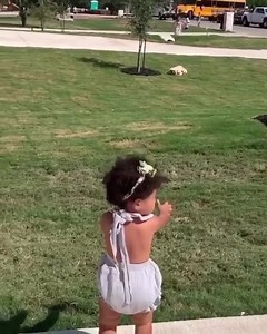 2.5M views · 78K reactions | This baby girl waiting to greet her big sister from the school bus is the sweetest thing we’ve seen all week  credit: @jenniferborget #becauseofthemwecan | Because of Them We Can | Facebook