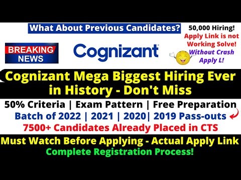 Cognizant Mega Biggest Hiring Ever in History - Don't Miss Apply Link Without Crash Any Degree 50%