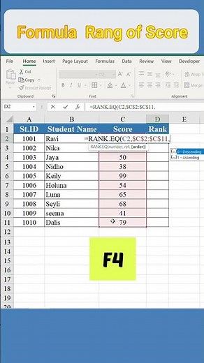 Excel Tips Formula Rang Of Score