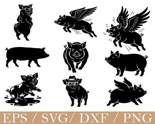 Pig Bundle Svg, Dxf, Png - Etsy
