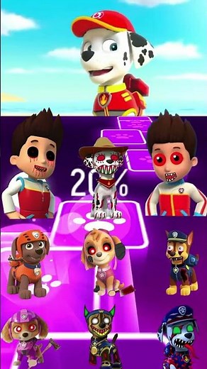 PAW Patrol - Scary Marshall 🆚 Scary Ryder 🎶 Tiles Hop #pawpatrol #coffindance #tileshop #shorts
