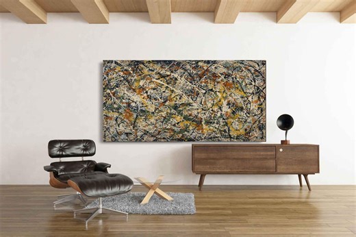 Jackson Pollock Number 3 Large Wall Art — Kinetic Earth Tone Abstract Canvas — Gestural Expressionist Statement Piece for Modern Lofts - Etsy