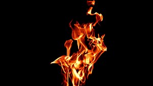 Super slow motion flames on black background. High quality FullHD footage