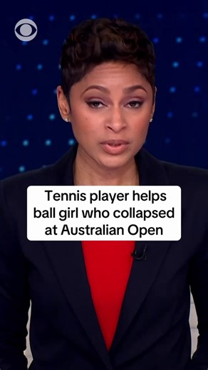 1M views · 26K reactions | A ball girl collapsed on court at the Australian Open on Sunday in the Melbourne heat. Turkish tennis player Zeynep Sönmez stopped play and led the ball girl to safety as the crowd cheered. Sönmez later rallied for the win in the deciding set. | CBS Evening News | Facebook