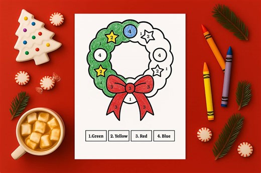 Christmas Color by Number - Printable Holiday Coloring Pages