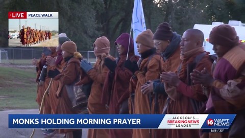 Buddhist monks on cross-country walk for peace