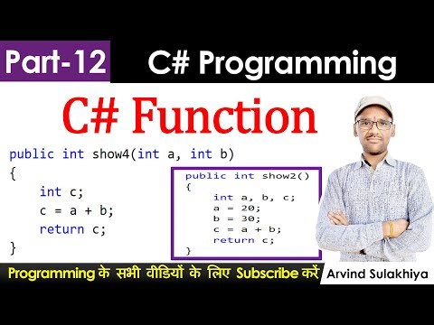 12. C# Programming Tutorial | Working with Function| Types of Function | Function in C Sharp