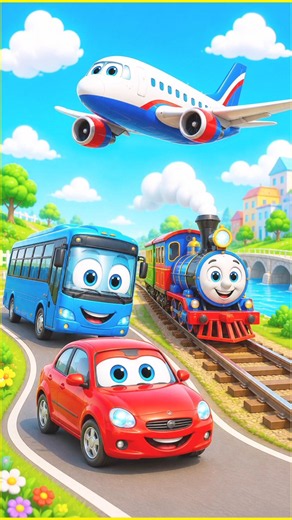 Learn Vehicle Sounds 🚗🚌✈️ | Car Bus Train Plane | Kids Short Video #shorts