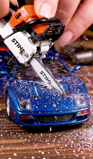 Can a Mini STIHL Chainsaw Cut a Bright Ferrari f40 Model?