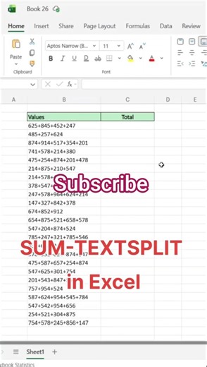 SUM-TEXTSPLIT in Excel #excel #spreadsheetmagic #exceltips #excelhacks #exceltutorial #exceltricks