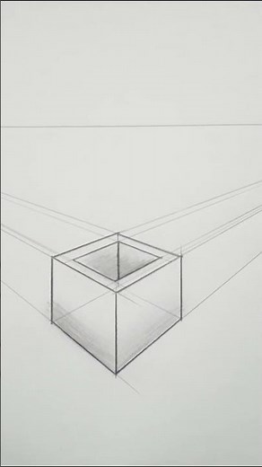 how to draw a cube in 2 point perspective for beginners #perspective #drawing