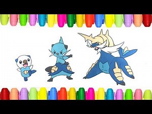 Pokemon coloring Oshawott, Dewott and Samurott